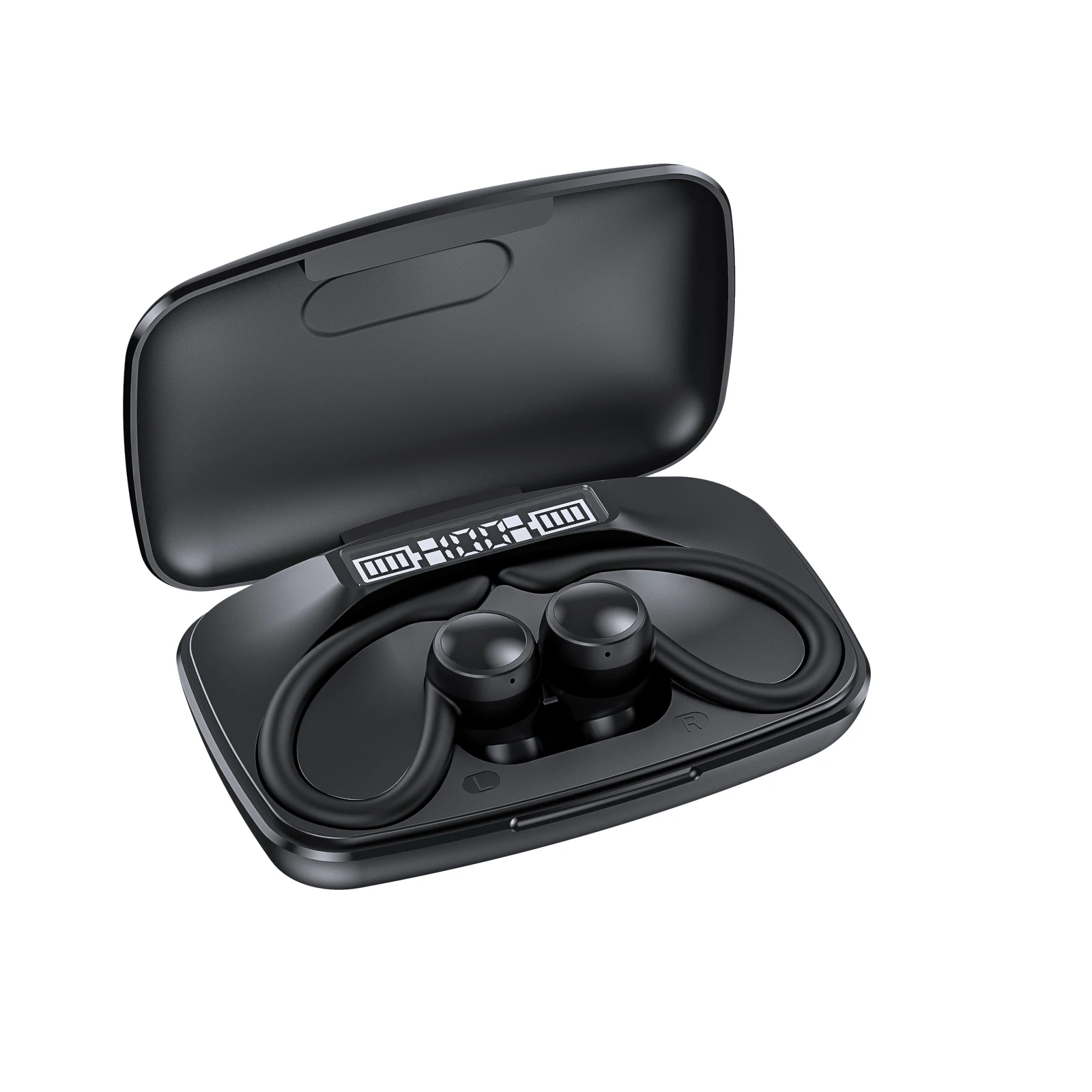 T82 Handfree Earphone Bluetooth Headset Phone Ear Hook Earbuds Sports Digital Display Wireless Headphones