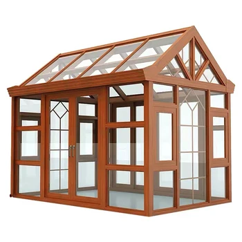 Low-E prefabricated glass house cabins and garden rooms products aluminium alloy cabins and garden room house glass sunroom