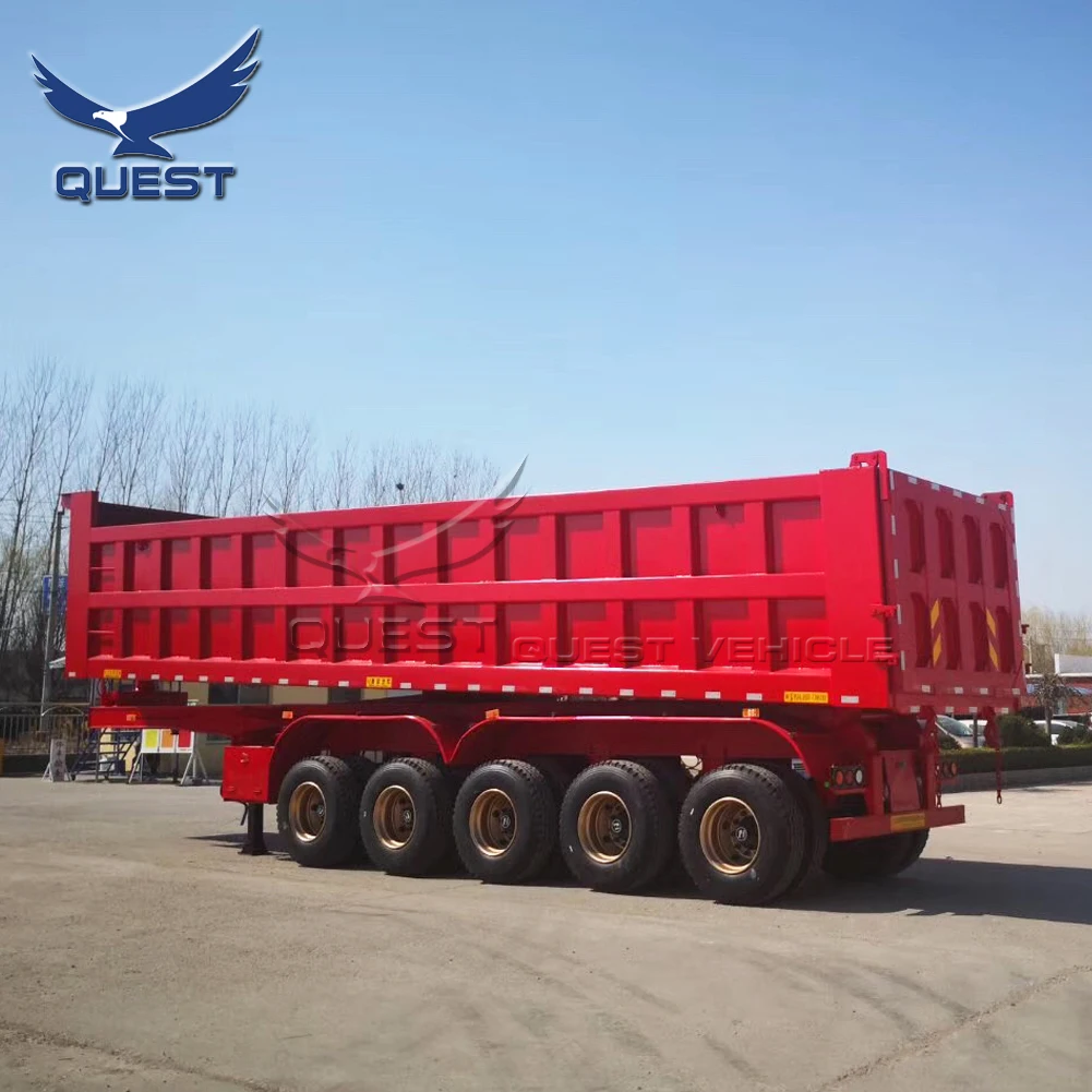 Самосвал полуприцеп задний самосвал трейлер для продажи Африка 80 тонн 5 осей QUEST стальной автомобиль 13T 14T 16T 18T BPW FUWA