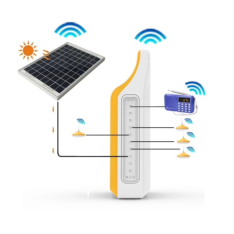 Solar Panel Charge Home Lighting System Power Indoor Kit With 6 Lamps and 12V DC TV