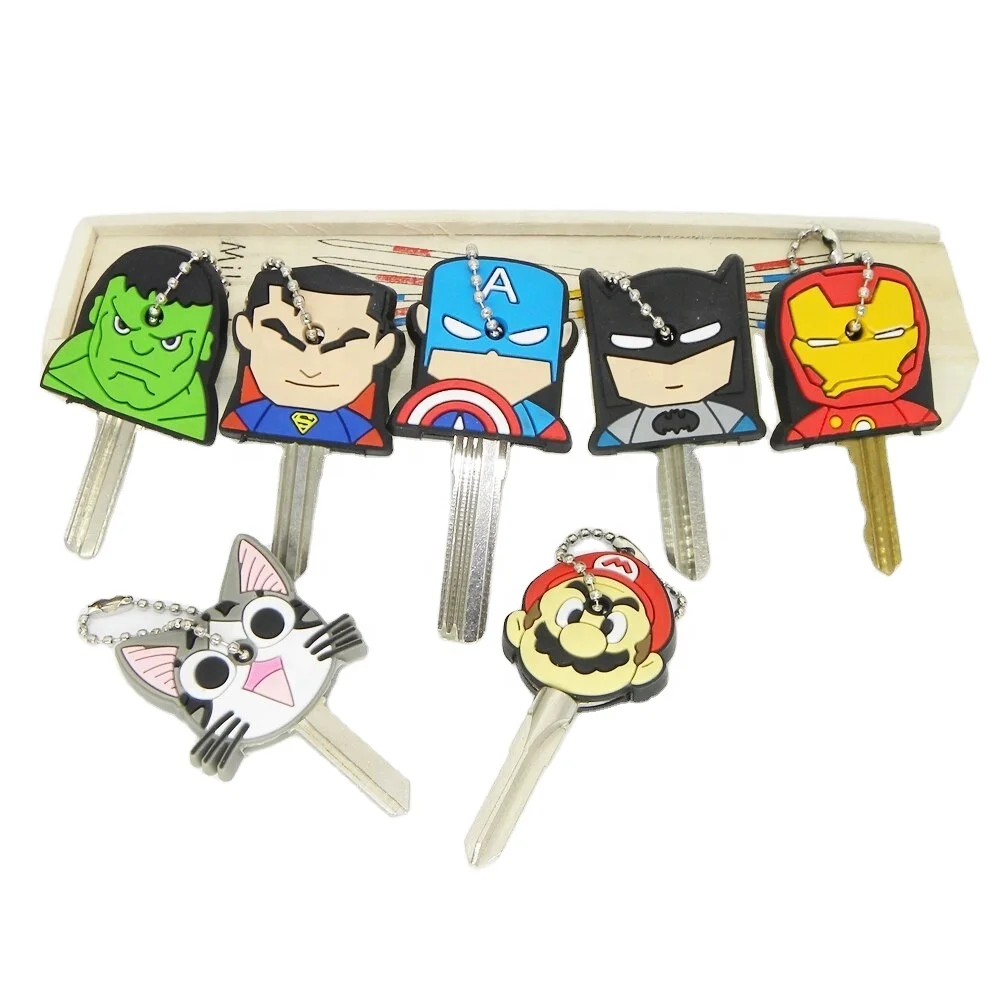 Free Sample Factory Custom Cartoon Plastic Pvc Rubber Silicone Car Key Cover Door Key Ring Cap Custom Silicon Key Cover