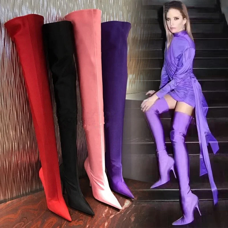 purple high boots
