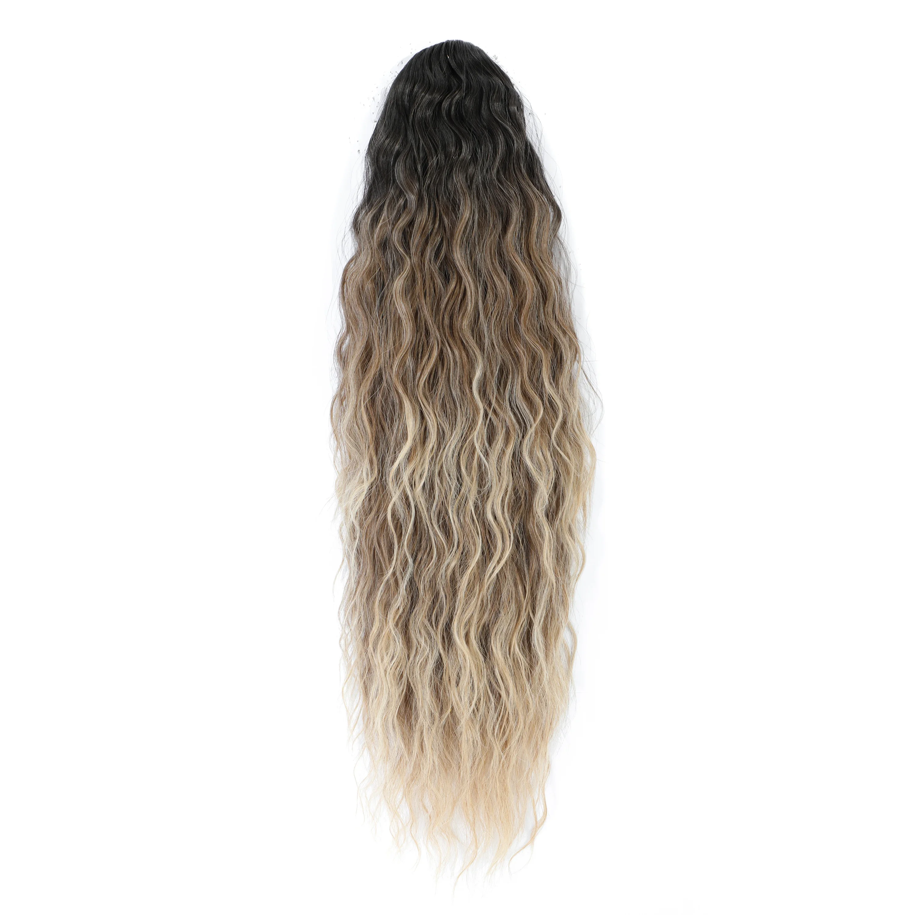 Water Wave Drawstring Ponytail Hair Extensions 170g 26in Curly Pony tail Natural Black Color 100 Brazilian Remy Human Hair 1B_voghion.com