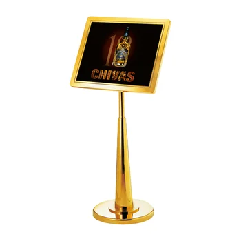 Welcome Sign Gourmet Menu Picture Information Rack Reusable Gold Floor Display Stand Restaurant Hanging Menu Board Billboards