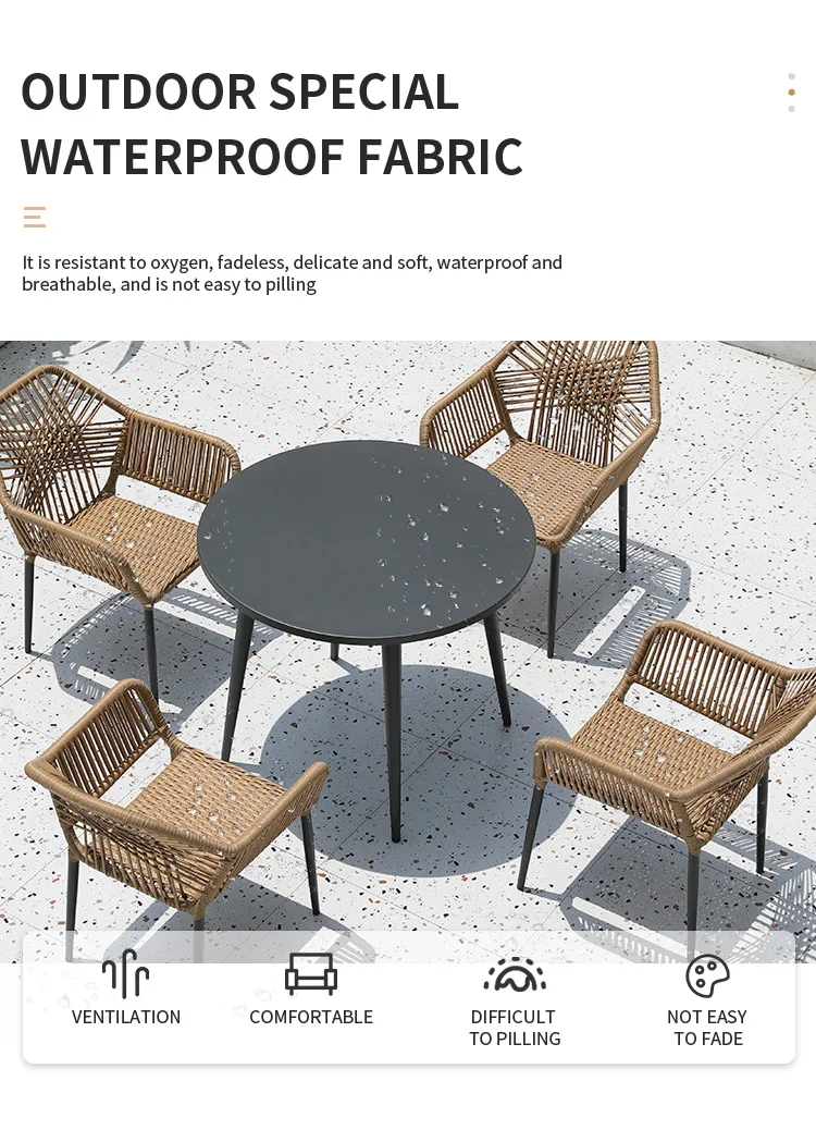 Rustaurant Outdoor Chairs And Table Aluminium Frame Waterproof Cushion Rattan Wicker Patio Garden Sets