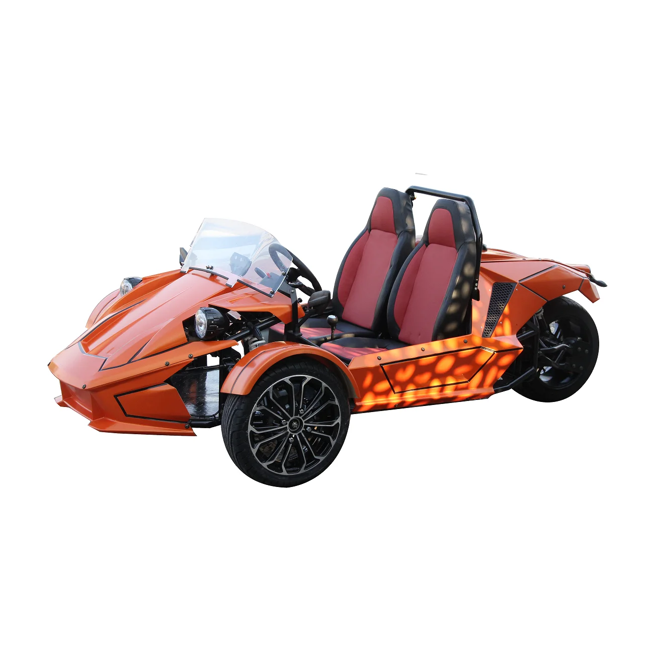 Three Wheels Orange Drive Motorcycle - High Speed Ztr Trike