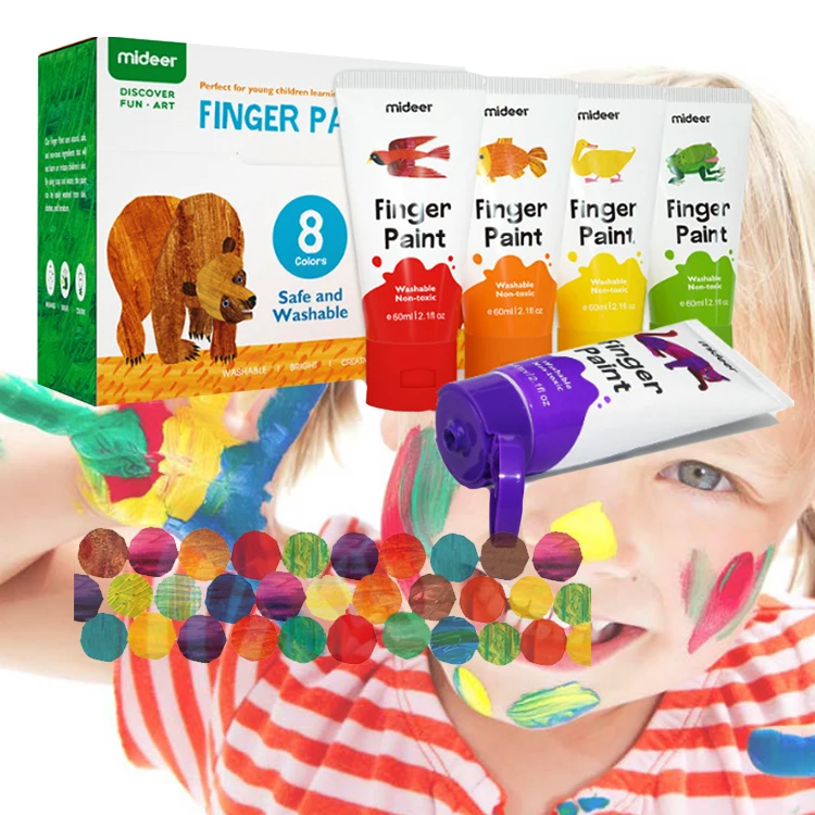 Оптовая продажа безопасности 8 видов цветов нетоксичные моющиеся Пальчиковые краски для детей