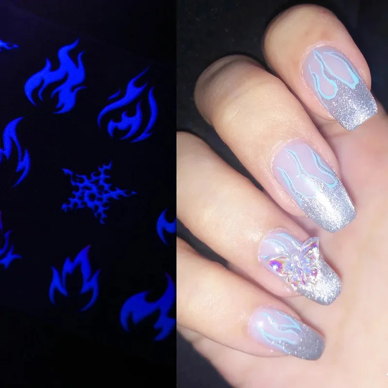 glow in the dark fire nails