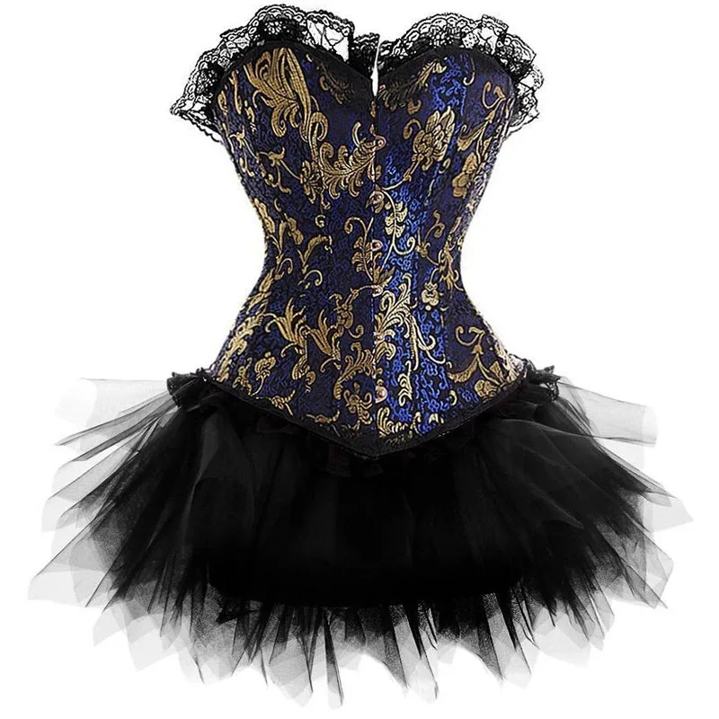 Burlesque Costume Corset Dress Tutu Skirt Fancy Dress Plus Size 6-28 Halloween 