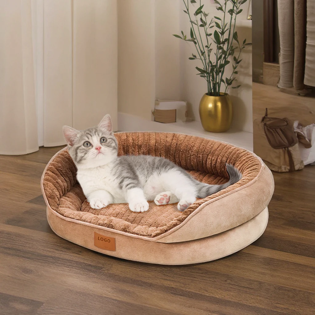 Luxury Plush Dog Sofa Bed with Anti-Slip Bottom Solid Pattern PP Cotton Filling Perfect Nest Cats Dogs Premium Pet Bed Accessory