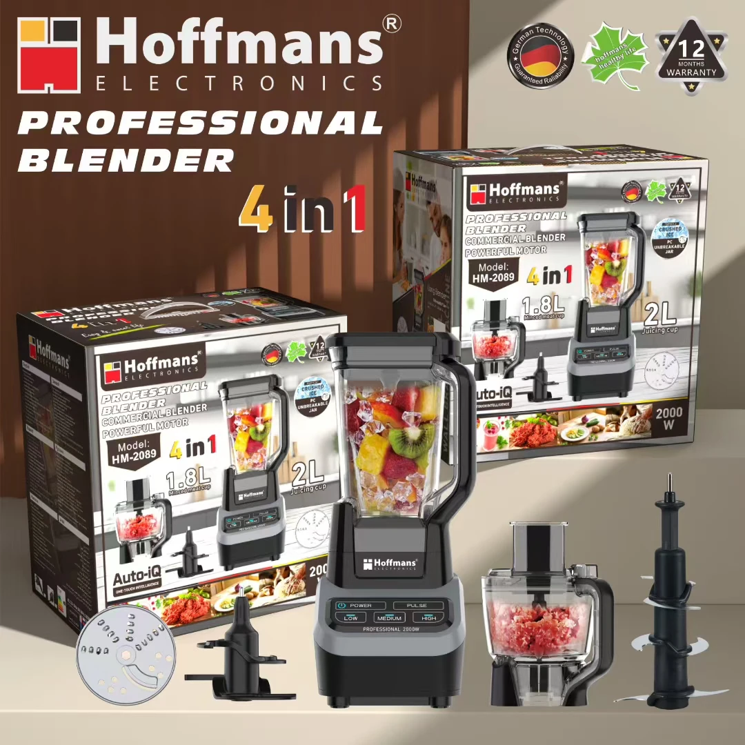 2000W Hoffmans Premium Pro Blender 4 in 1 Food Processor 2L