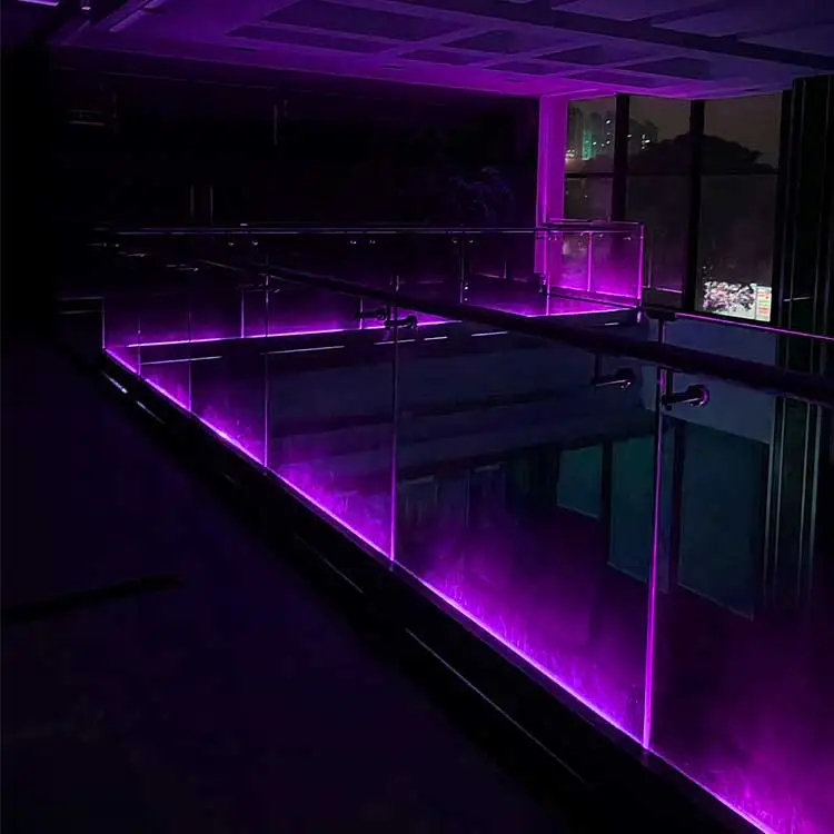 Floating Glass Railing Led 2022 Frameless Balcony Glass Led Railing Balustrade With Led For ...