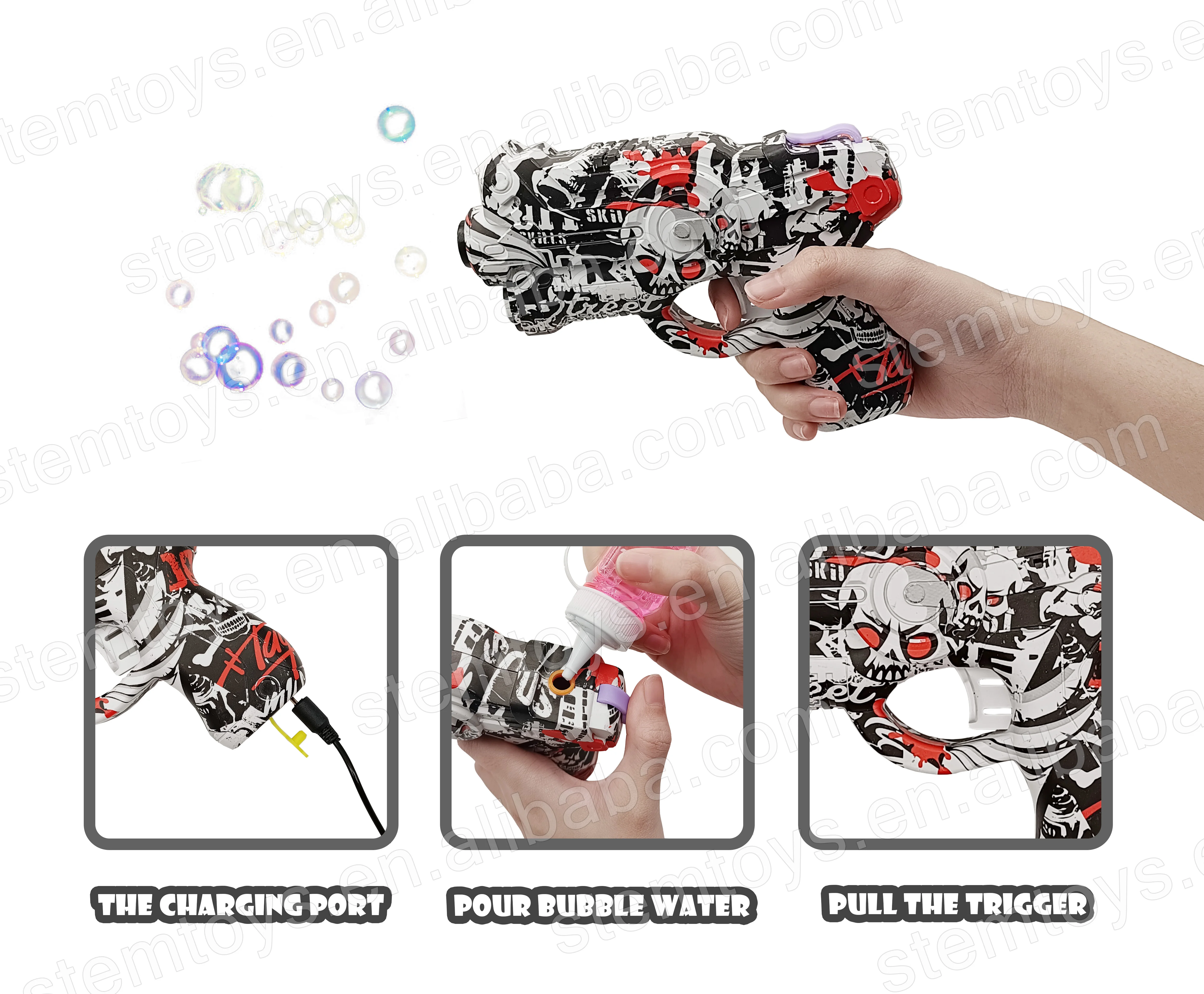 2022 New Arrival Auto Bubble Light Sounds Toy Gun High-Speed Plastic Pistol Outdoor Toys Water Bullet Super Grow Future Thinking