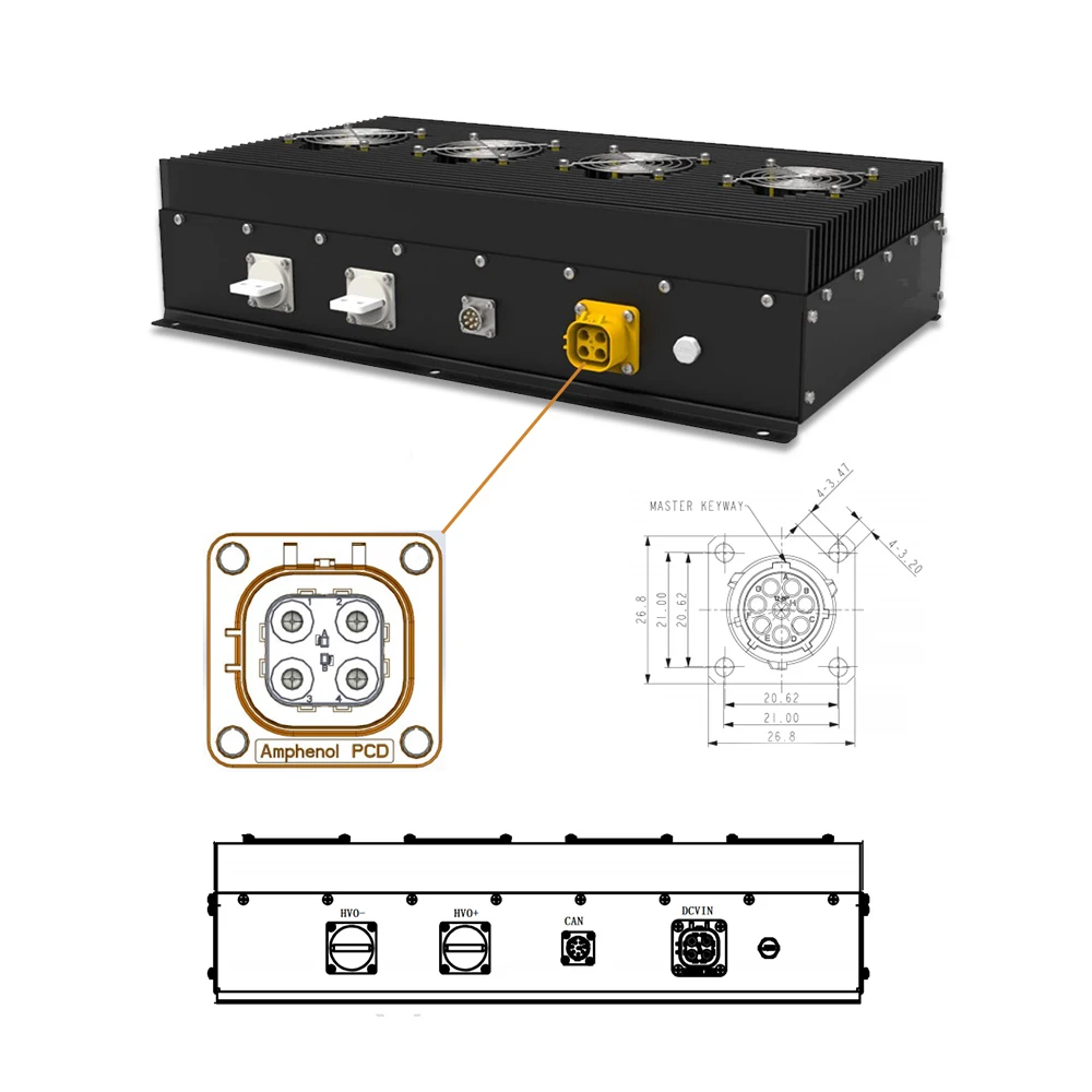 Dilong Step Down Converter DcDc 8kW High Power Air Cooled Isolated Dc to Dc Converter for EV