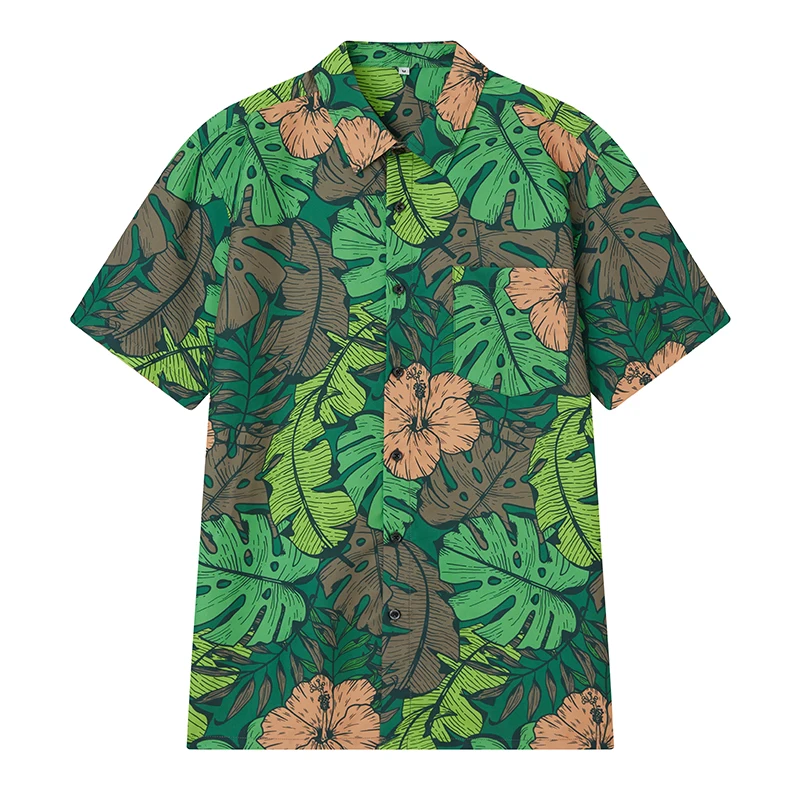Summer Collared Shirts Boys Button Down Shirt Casual Woven Cotton Short Sleeve Hawaiian Shirt