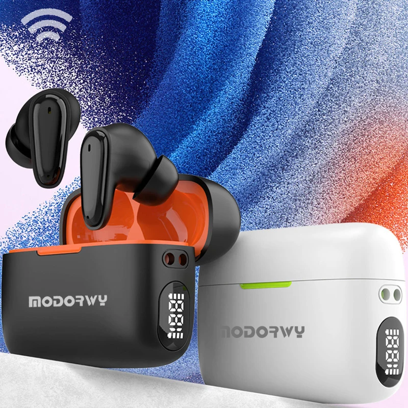 MODORWY LED Digital Display Wireless TWS Gaming Earphones Headphones Earphone HiFi Noise Cancelling Stereo Earbuds