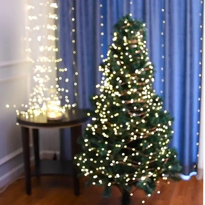 Diy 1000led Copper Wire 100m Led Fairy Light 8modes Warm White Copper