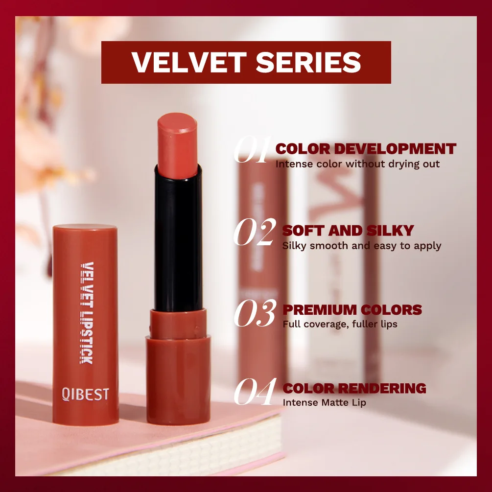 QIBEST 10 Color Matte Lipstick Makeup Waterproof Long Lasting Lip Stick Red Pink Lip Tint Velvet Lipsticks Women Cosmetics