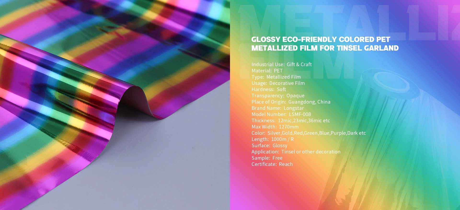 Wholesale Customized Color Shiny Pet Pvc Metallic Tinsel Garland For Christmas And Party