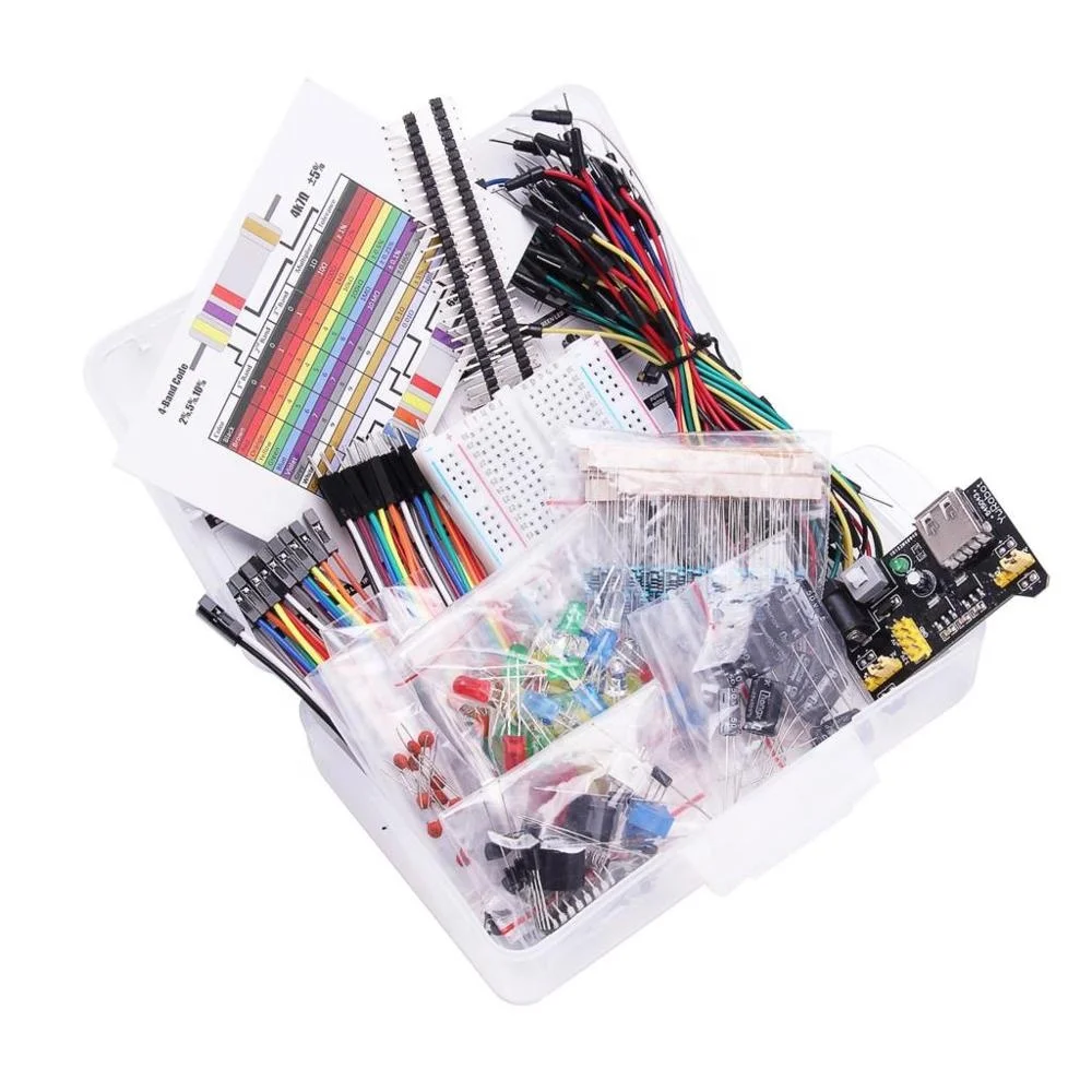 Electronics Component Starter Kit W/ 830 tie-points Breadboard Cable Resistor 