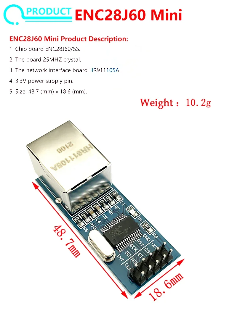 Enc28j60 Spi Interface Network Module Ethernet Module (mini Version ...