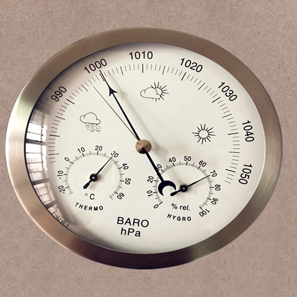 130mm Sliver 3 in 1 Barometer Weather Station Indoor Outdoor Use
