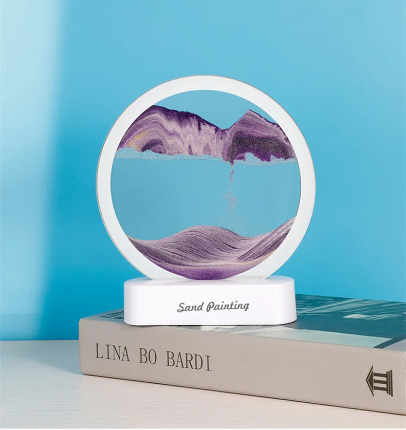 Flowing Sand Art Light Hourglass 3d Dynamic Moving Quick Sand Lamp