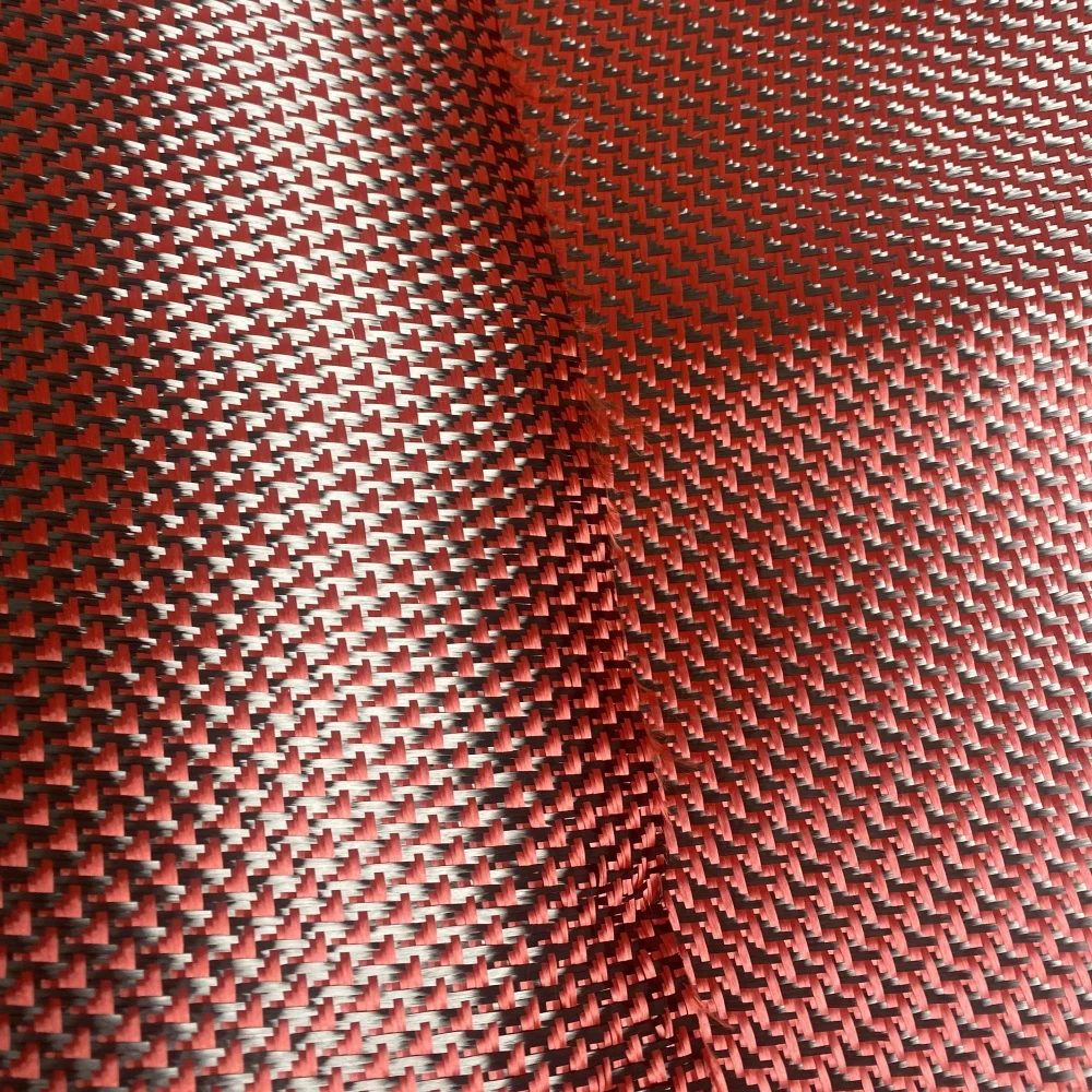 Red Airplane Pattern Carbon Fiber Jacquard Fabric 3K Twill Plain 280gsm for Luggage Felt Bag Drone Accessories Durable Stylish