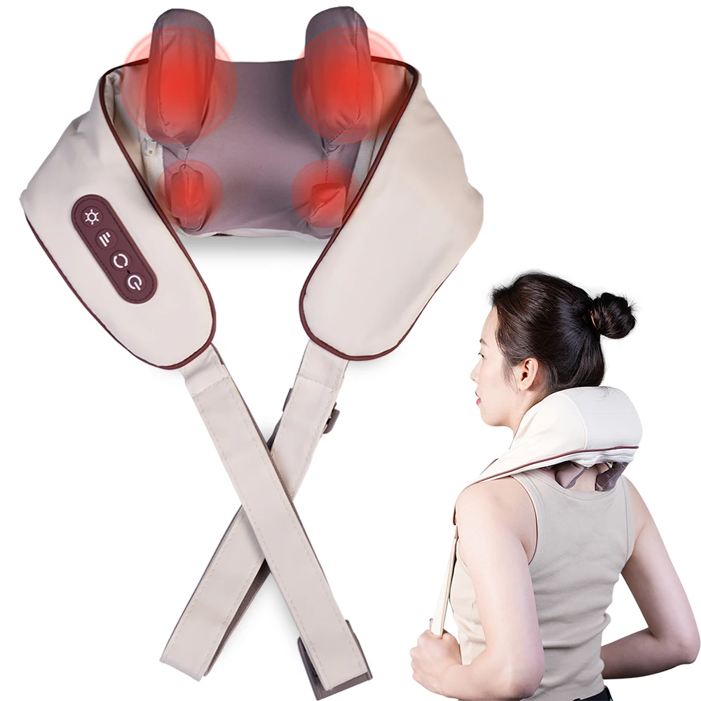 Wholesale Electrical Neck Shoulder Body Massager Kneading Shiatsu Shawl Cervical Back Wireless Massage Deep Tissue Relief