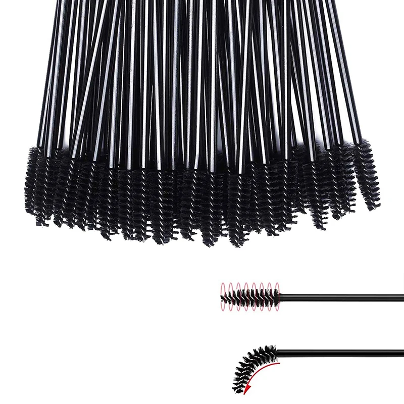 50pcs/bag Black Disposable Micro Mascara Brush Small Portable Lash