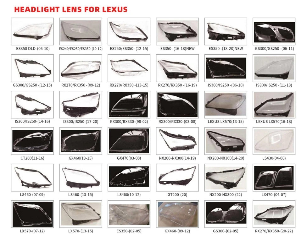 product car headlight glass lampshade cover lens for lexus es gs rx is lx gx nx ls ct light shade lens cover housing back base-32