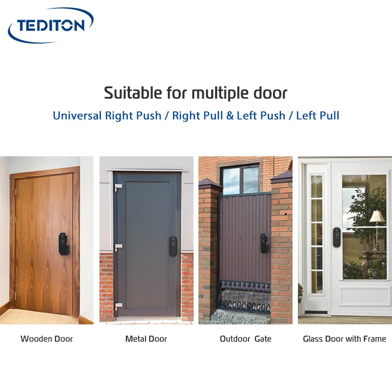 Tediton Waterproof Ttlock  App Electric Intelligent Digital Electronic Biometric Fingerprint Smart Rim Door Lock