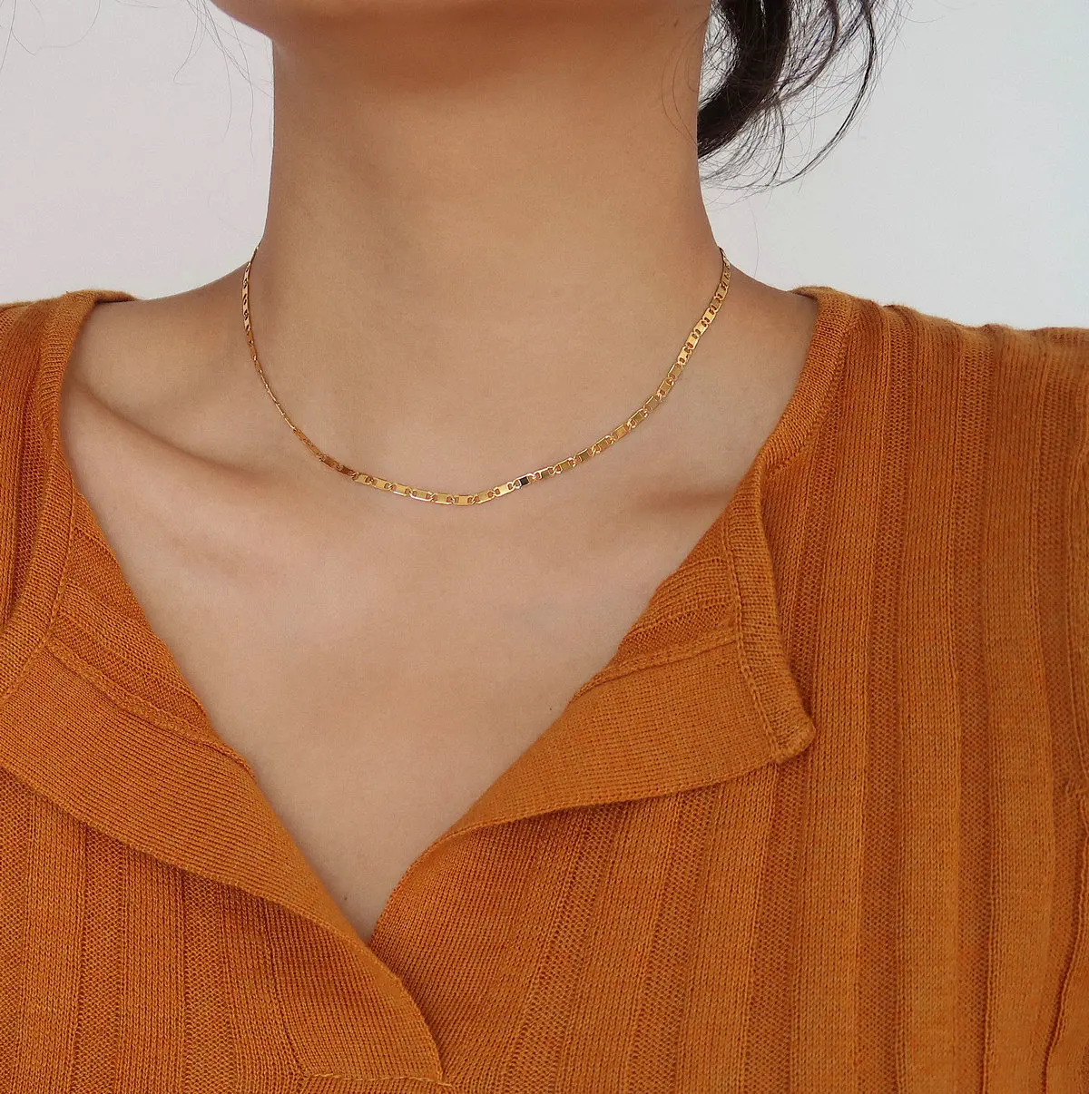 Pig Nose Link Chokers Necklace 18k Gold 