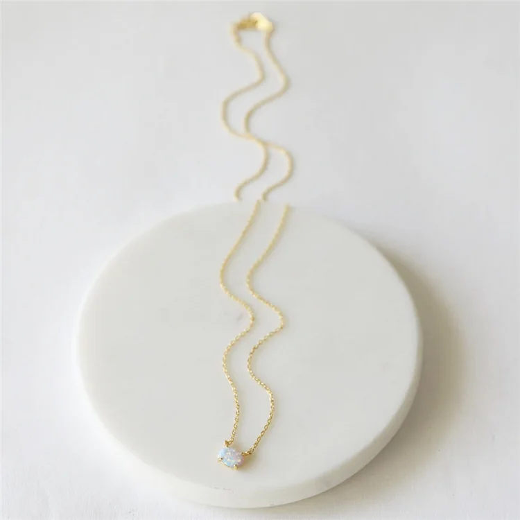 Elegant White Opal Pendant Necklace - 925 Sterling Silver