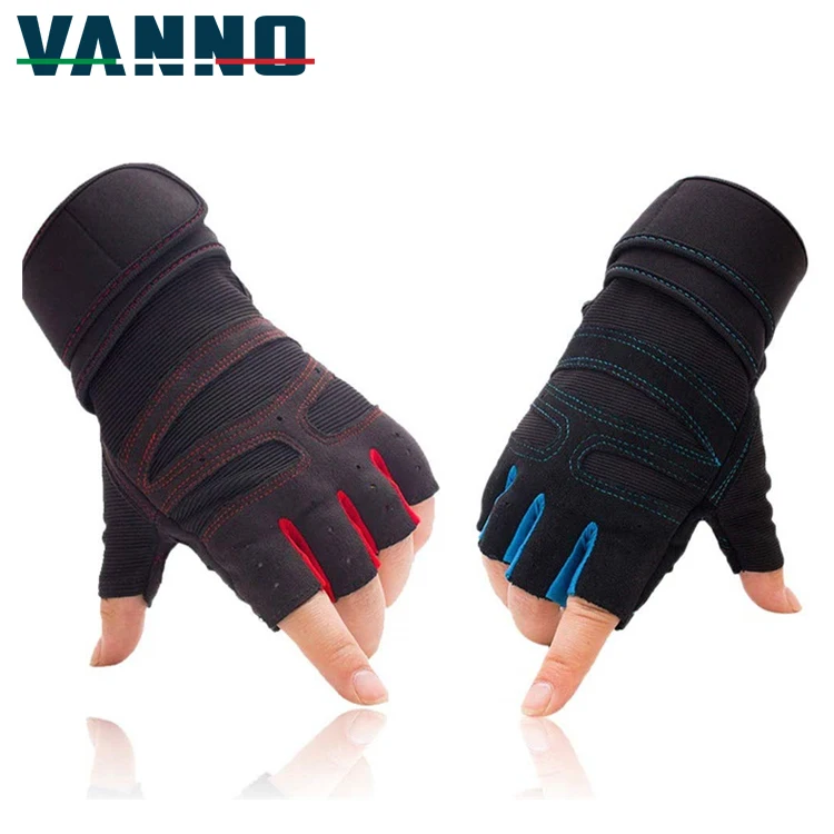 Ванно запястья спортивной тренировки на полпальца спортивные перчатки для тяжелой атлетики Бодибилдинг Перчатки для фитнеса для мужчин