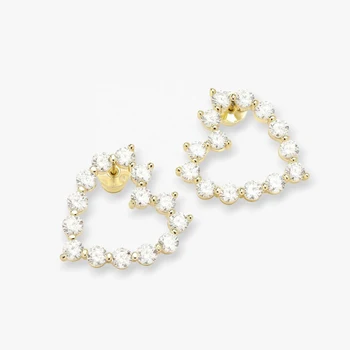 ICEBELA Fine Jewelry Piercing Jewelry Wholesale 18k Gold Plated Large Zircon Love Heart Stud Earring 925 Silver for Women