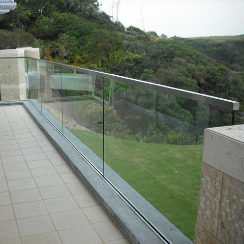 DB Simple Design Glass railing with 102*62mm Aluminum U Channel  Balustrade and Round Handrails.