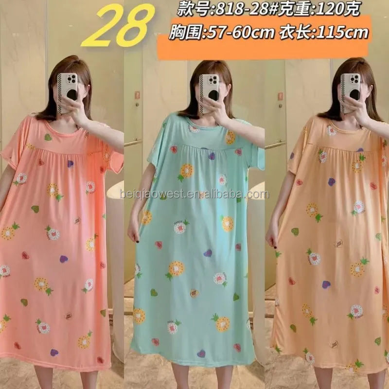 Wholesale Women's Oversize Sleepwear Dress Plus Size Floral Nightgown