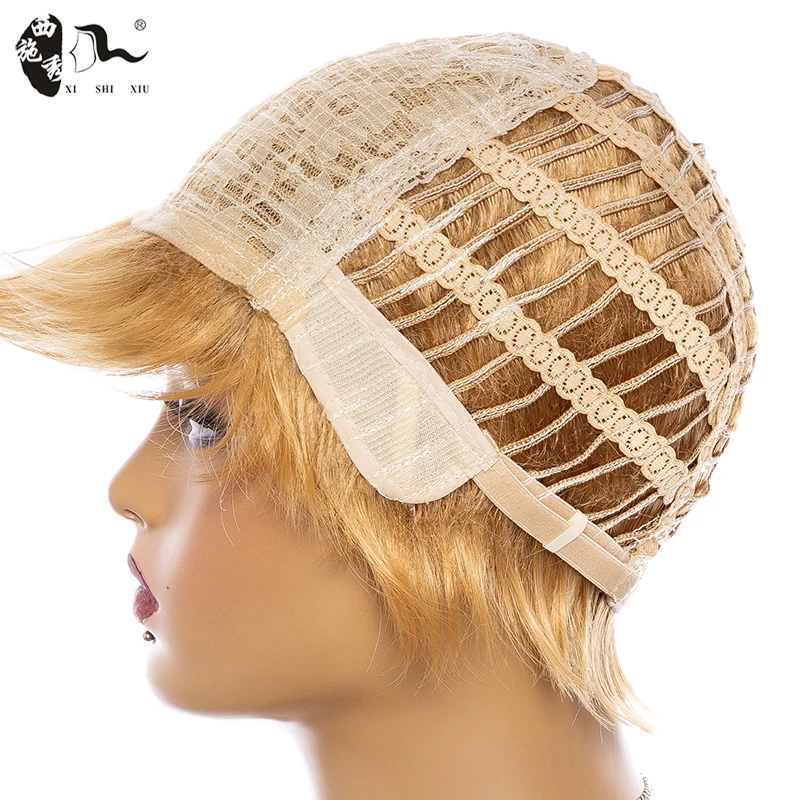 XISHIXIU Hair Wholesale vendors Ombre Blonde  Brown BURG Short Straight natural wig Synthetic hair Wigs for Women