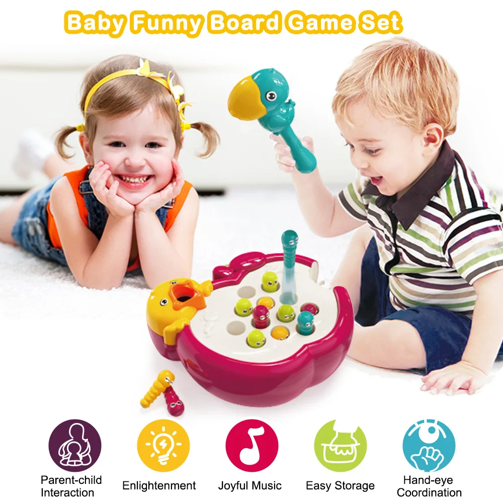 Customizable Interactive Worm Catch Game Durable Electronic Fishing Toy with Sound for Family Play