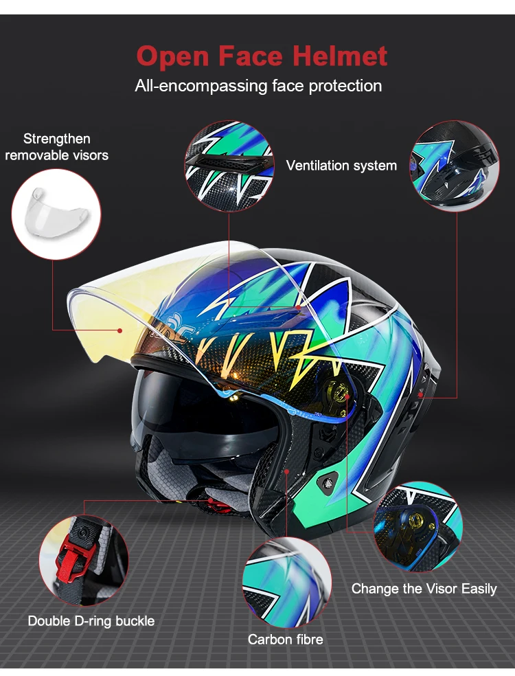 Unisex Motorcycle Helmet 3/4 Half Helmet Open Face Helmet For Motor ...