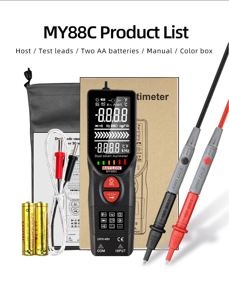 MY88C MAYILON 6000 Counts Digital LCD Pen Type Dual Smart Multimeter With NCV Voltage Detector Testerdigital Multimeters Wholesa