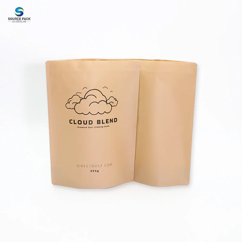 Soy Ink Digital Printing Eco Friendly Recyclable Compostable Custom Biodegradable Packaging Kraft Paper Bags Without Plastic