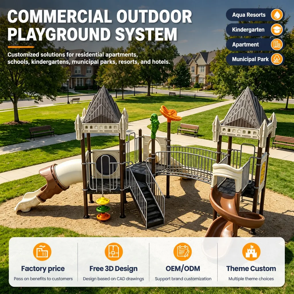 Municipal Park Outdoor Playground Equipment Kids Climbing Frame Slide Swing Galvanized Steel CE CPC ASTM Certified OEM Custom