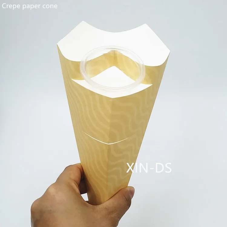 Paper cone paper  holder for french fries crepe  pancake food box with sauce part