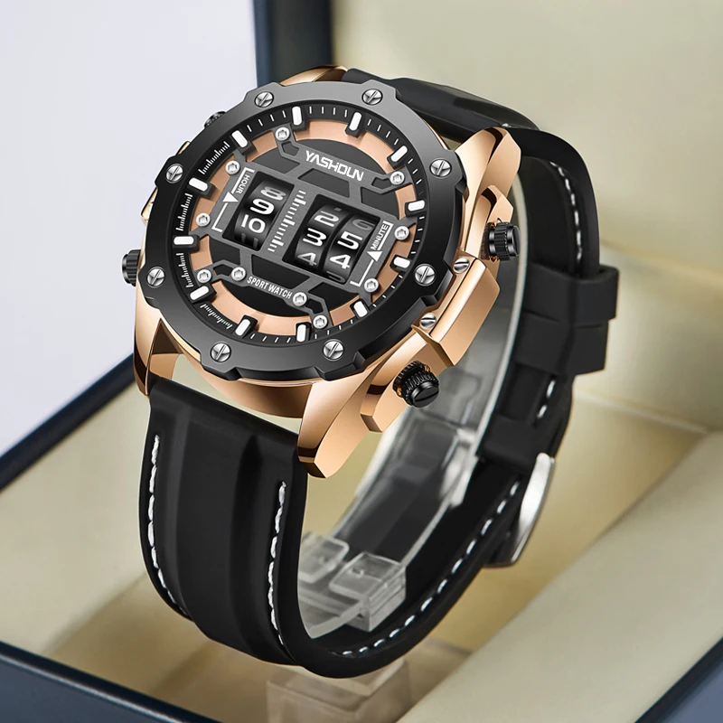 Trendy Personalized Multifunctional Men's Watch Sports Silicone Tape Waterproof Calendar Watch