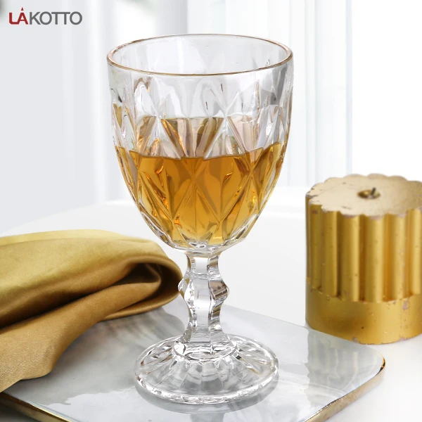 Wholesale Glassware Goblets Glass Wine Goblets Vintage Colored