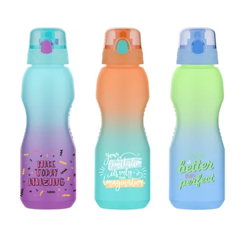 New Plastic Sports Water Bottle - Printed Design, Wide Mouth, Insulated, Portable  with Straw