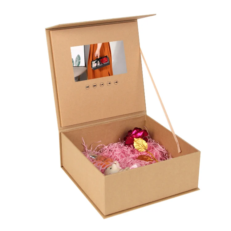 Custom Presentation Display Digital Invitation Card Packaging Gift Lcd Video Jewelry Box