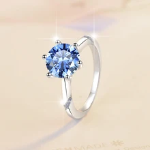 Fine Jewelry Stylish engagement ring 2CT Blue Diamond VVs1 Klein Moissanite Ring S925 sterling silver ring Of Wedding Engagement